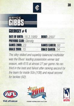 2010 Select AFL Champions #30 Bryce Gibbs Back